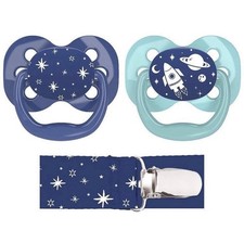 Dr. Brown  s Advantage Pacifiers Moon  Stars 0-6 Months BPA-Free with Clip