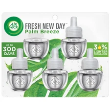 Air Wick Plug in Scented Oil Refill, 5 ct, Fresh New Day Palm Breeze, Air