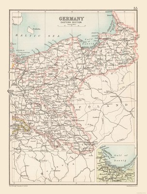 Historic Map - Germany Eastern - Bartholomew 1892 - Vintage Wall Art