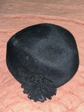 Vintage Glamour Felts Black 100 Wool Hat French Beret USA Union Made