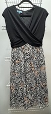 Maggy Boutique Black Wrap Bodice Leopard Chiffon Dress Sz 10