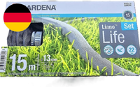 Gardena Liano Life Textilschlauch 1/2 Zoll, 15M Set: Hochflexibler Gartenschlauc