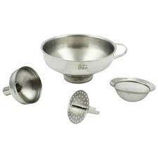 3-in-1 Stainless Steel Funnel Set Kitchen Funnels with Detachable Fine Mesh
