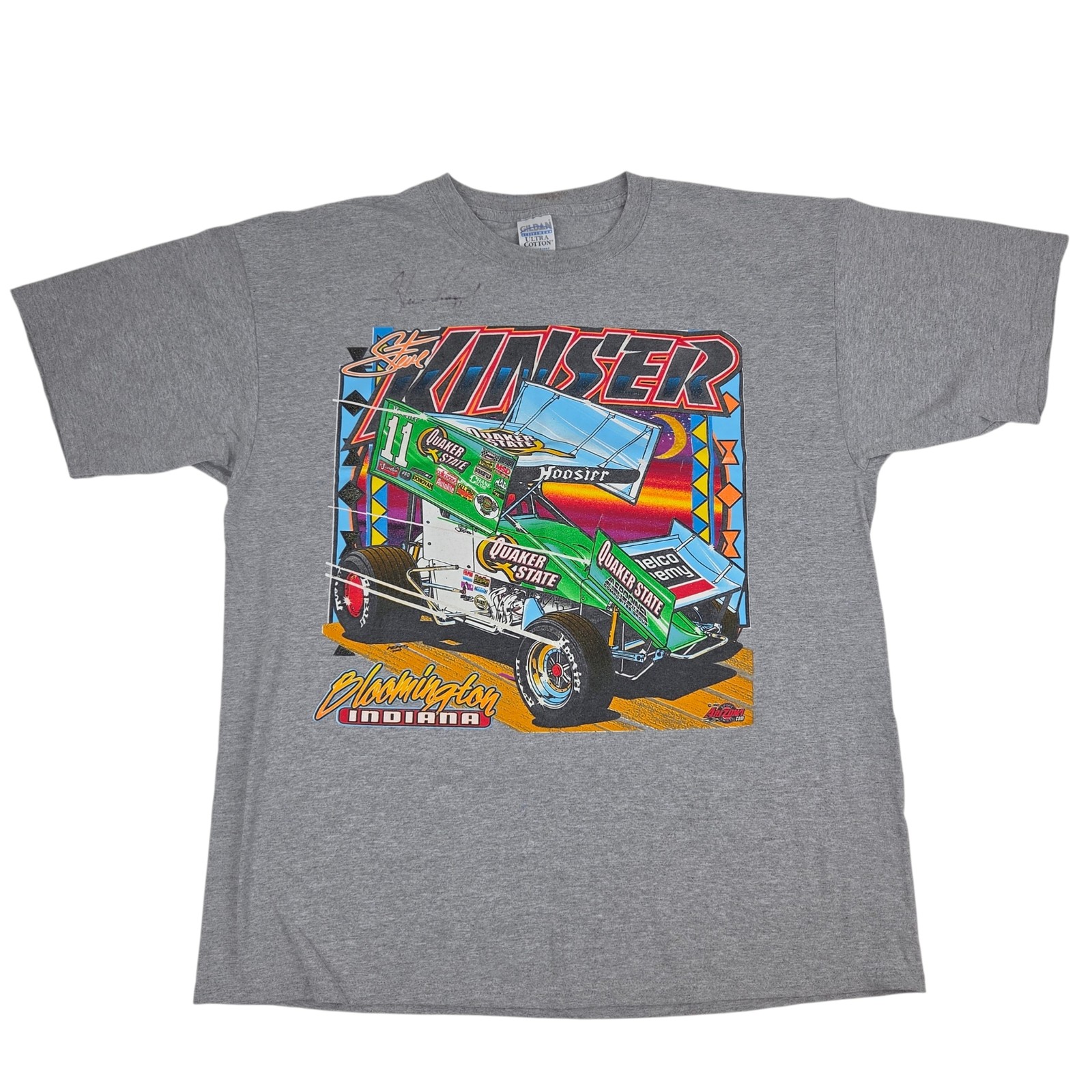 Steve Kinser King of Outlaws Sprint Car Racing T-Shirt XL Gray 2003 Autographed