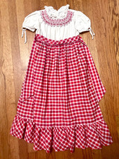 Polly Flinders girls' hand smocked maxi, size 6, red and white