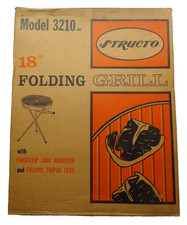 NEW Structo 18" Folding Tripod Bar BBQ Camp Grill Model 3210-80 VTG MCM 60s 70s