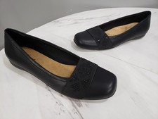 VERY CLEAN Trotters Samanta Flat Shoe Soft Vegan Leather Gemstone Black Sz 9