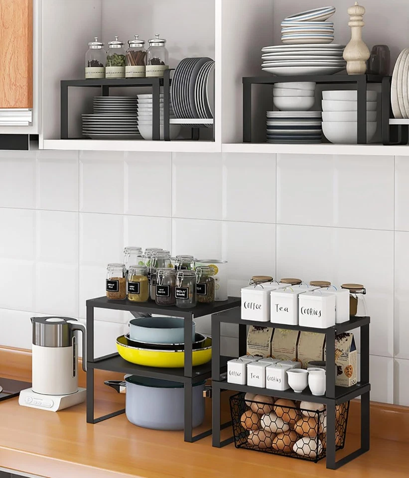 Scaffale Da Appoggio Impilabile in Metallo Compartimenti per Mobili Portaspezie, - Immagine 4 di 4