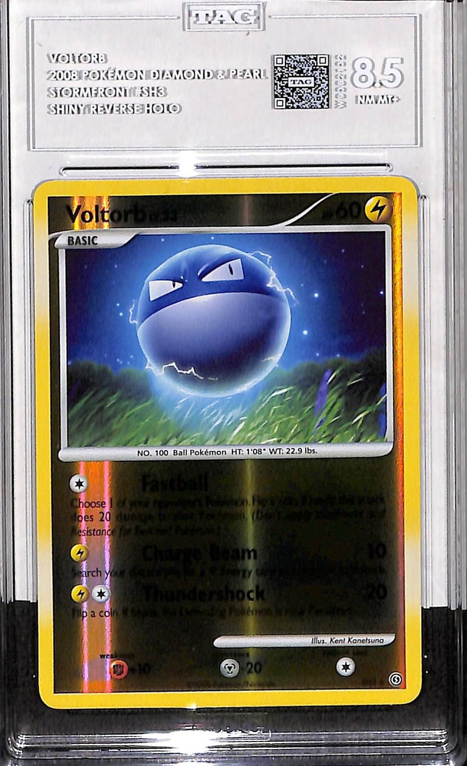 2008 Pokemon D&P Stormfront #SH3 Reverse Foil Voltorb TAG 8.5 - HOLO RARE