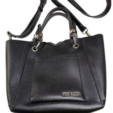 Borsa a tracolla Steve Madden in pelle nera con ciottoli vegan ferramenta argento