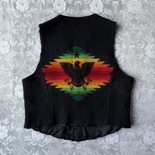 Pendleton High Grade Western Wear Eagle Wool Vest Lined Black Size XL Excellent