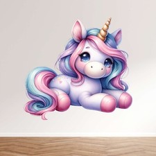 Adesivo murale acquerello unicorno, simpatico acquerello unicorno quadro murale, colorato