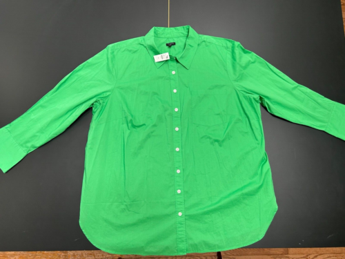 NWT Talbots Kelly Green Button Down 100% Cotton Long Sleeve Women's Size 3XL