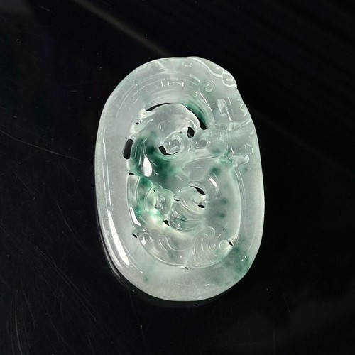 Certified Nature Jade Jadeite hollowed-out work Dragon&Phoenix Pendant&Necklaces - Picture 6 of 11