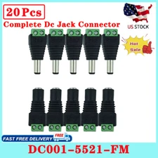 20Pcs Male & Female DC Power Connector Jack Plug 12V 24V 5.5mm x 2.1mm