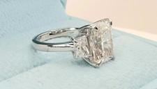 4.60 Carat E VS1 Platinum Radiant Cut Lab Grown Diamond Ring IGI Certified