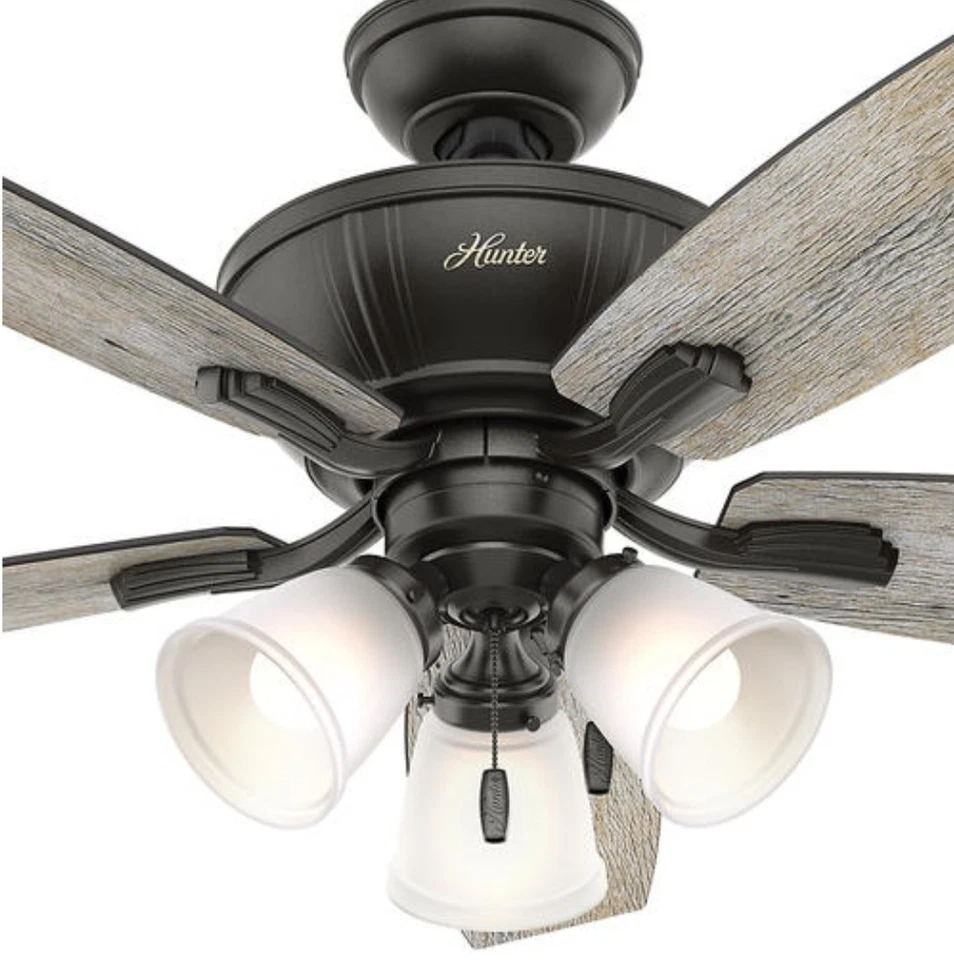 48" Barnwood Noble Bronze LED Light Ceiling Fan Rustic Modern Farmhouse 3 Mount - Image 2 of 4