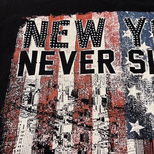 Women's T-Shirt Size 18/20 Black New York Bling Studded Patriotic American Flag - Picture 6 of 16
