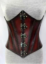 Viking Leather Corset, Medieval Leather Under-bust Corset, LARP Handmade Leather