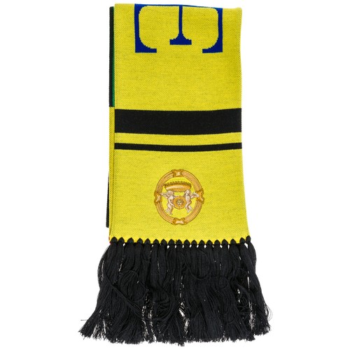 Versace Sciarpa Lana Scarf Fringed Logo Multicolor - Picture 3 of 5