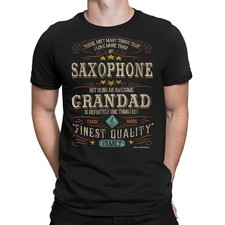 Mens Quality Cotton T-Shirt Saxophone GRANDAD Family Instrument Gift Musician