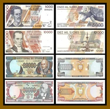 Ecuador 5000 10000 20000 50000 Sucres (4 Pcs Set), 1999 P-127/128/129/130 Unc