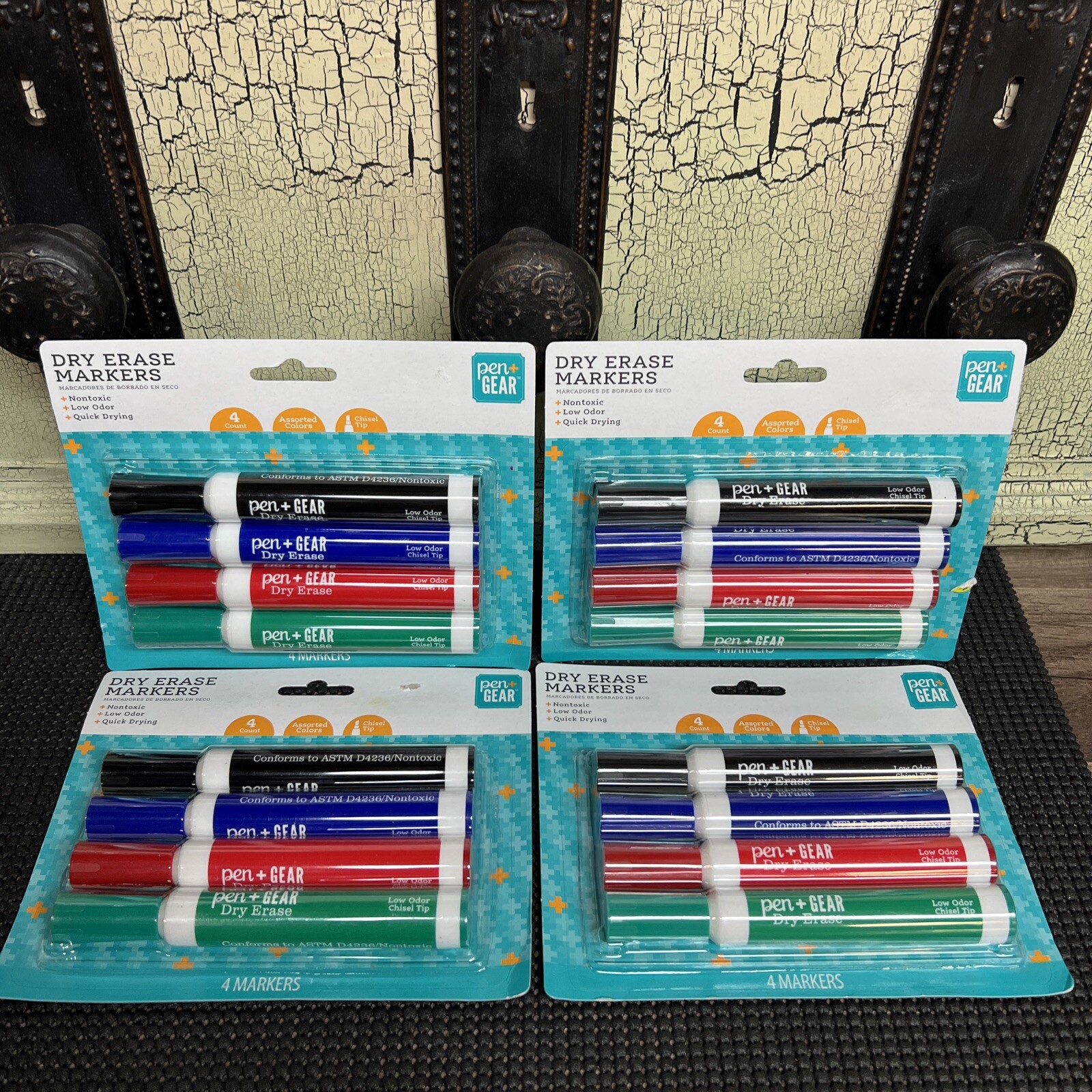 Pen + Gear Jumbo Dry Erase Markers,  Low Odor, Chisel Tip, 4EA Multicolor 4 Pack