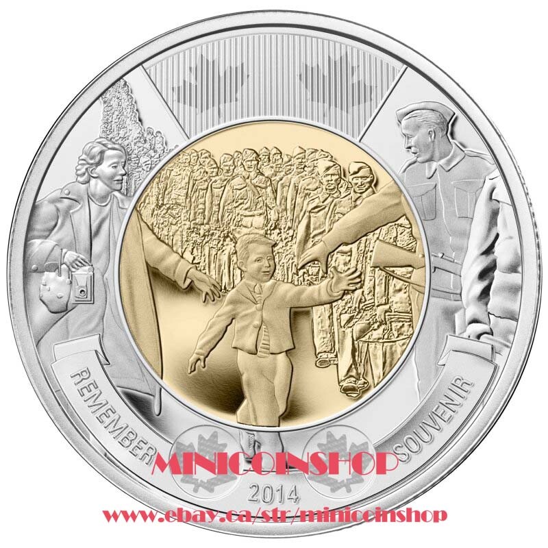 Canada 2014 $2 Wait for Me, Daddy Remembrance Toonie Coin BU
