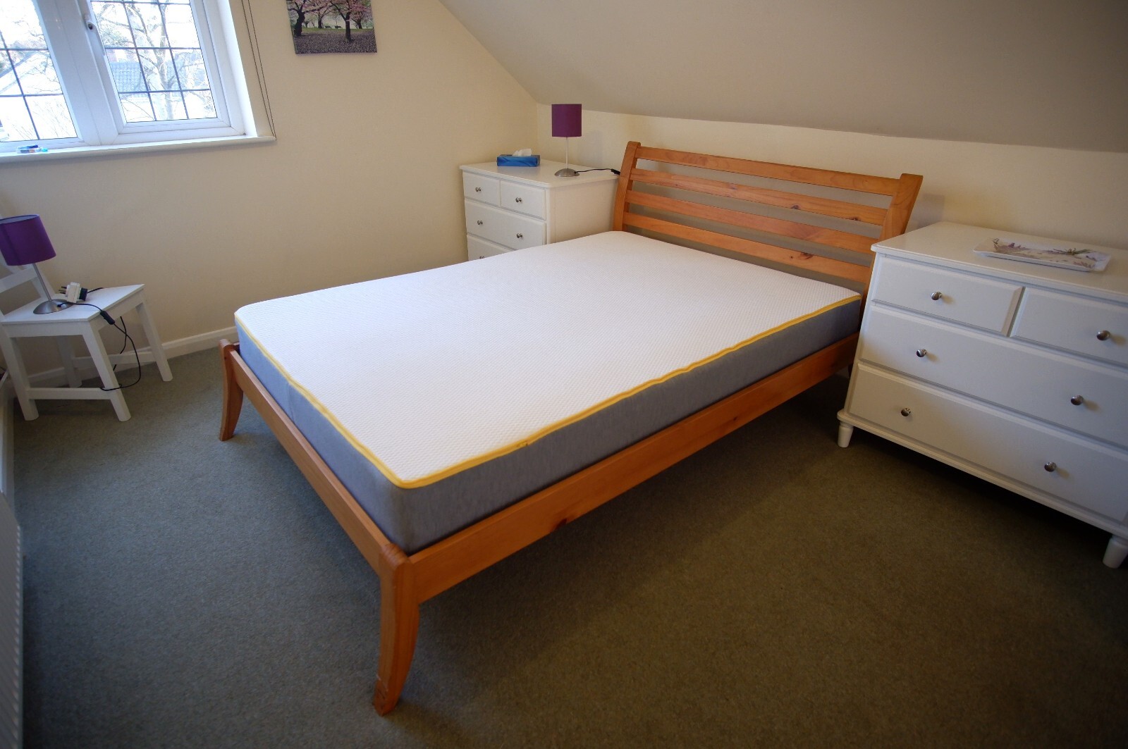Pine double bed frame option for mattress eBay