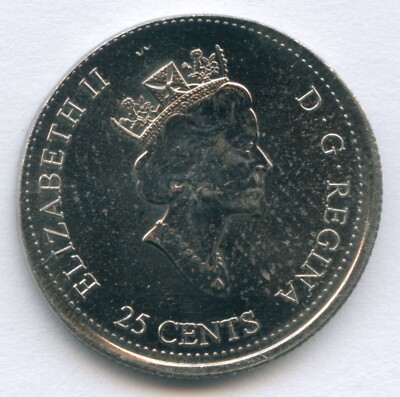 ERROR - 2000 Canada 25 Cents Harmony struck on a 4.91 gram CuNi