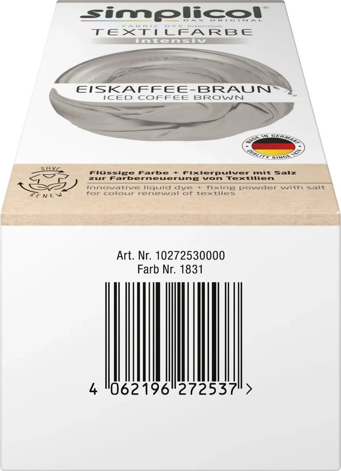 Simplicol Fabric Dye INTENSIVE Iced Coffee Brown Color Fixative 600g