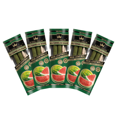 King Palm | Watermelon Wave | 5 Packungen | 10 aromatisierte schlanke vorgerollte Zapfen