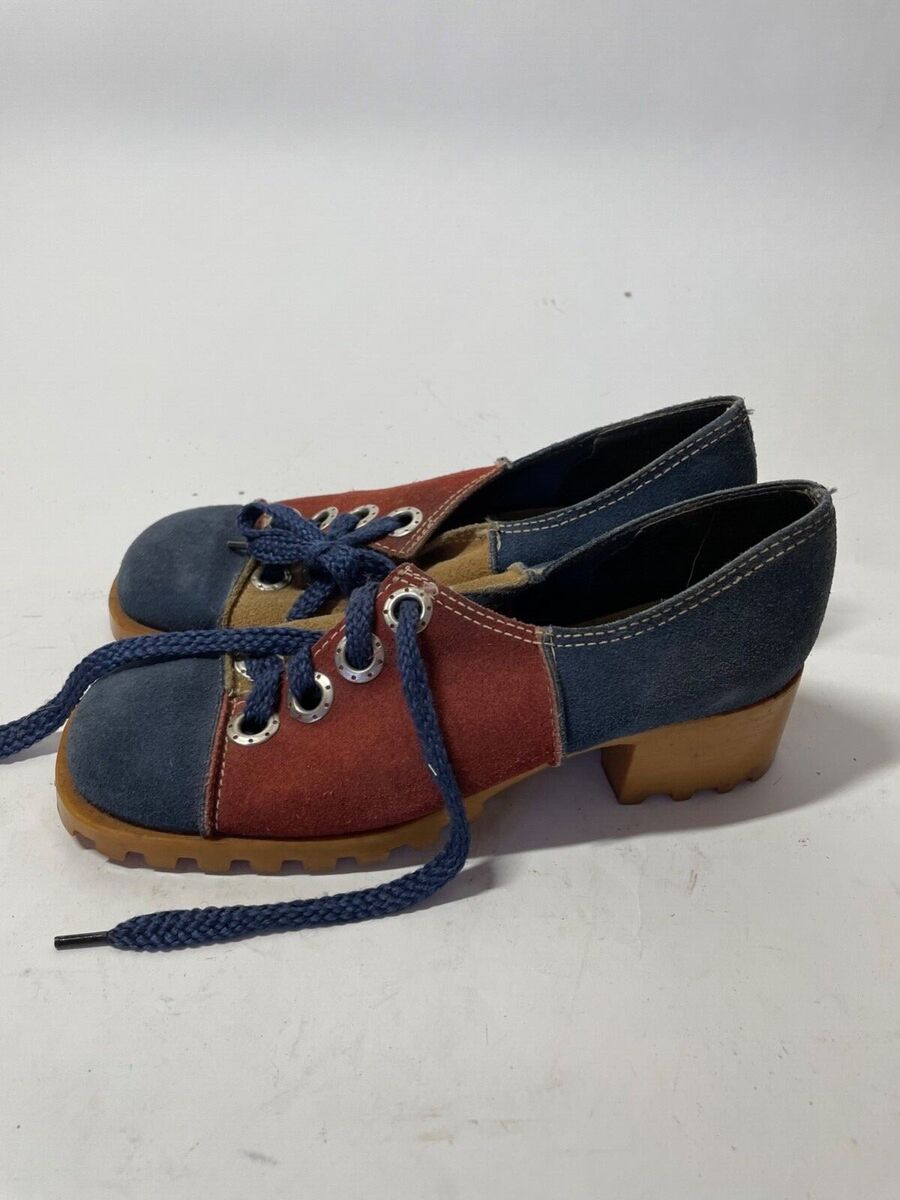 Vintage 60s 70s square toe suede patchwork lack up twiggy Vintage 60s 70s square toe suede patchwork lack up twiggy