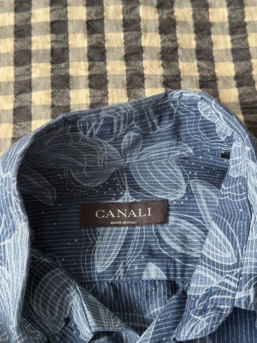 Canali Men's Linen Cotton Flower Shirt Made in Italy Size M (medium) - Picture 5 of 7