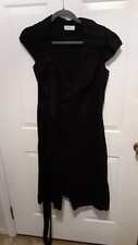 Calvin Klein black wrap dress 100% cotton cap sleeves Size 6