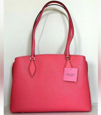 New Kate Spade Zeezee Large Work Tote Leather Peach Melba with