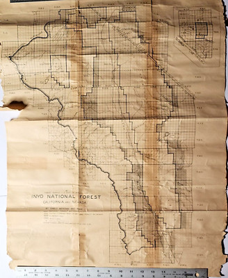 1911 INYO National Forest Map California Nevada Mt Diablo US Dept of Agriculture