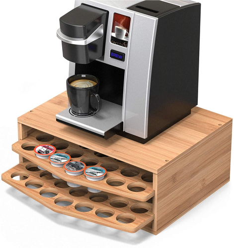 70 Capacity 2-Tier Bamboo Coffee Pod 