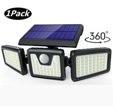 60000LM Solar Security Light Outdoor 3 head 74 LED Motion Sensor Waterproof Lamp