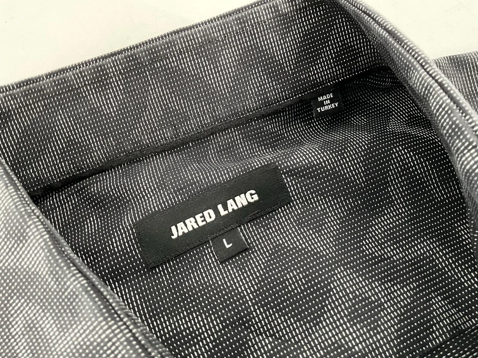 Camisa con botones Jared Lang para hombre L gris algodón geométrico L/S nueva sin etiquetas YGI A4-45 Foto 4 de 4