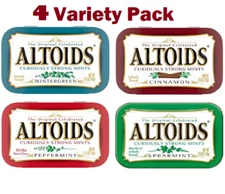 ALTOIDS Curiously Strong Breath Mints- 1.76oz Each, Variety Pack (4 Count)