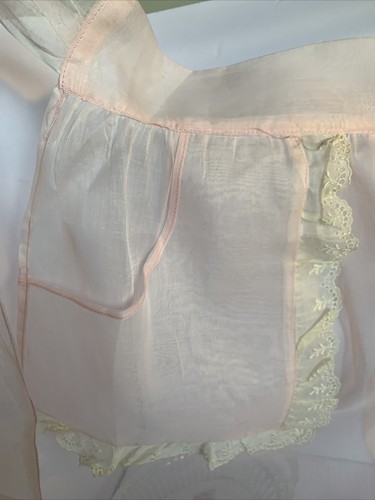 Vtg 50s Sheer Pink Maid Apron  Costume Fantasy Prop Hostess Half Apron SIZE L XL - Picture 3 of 15