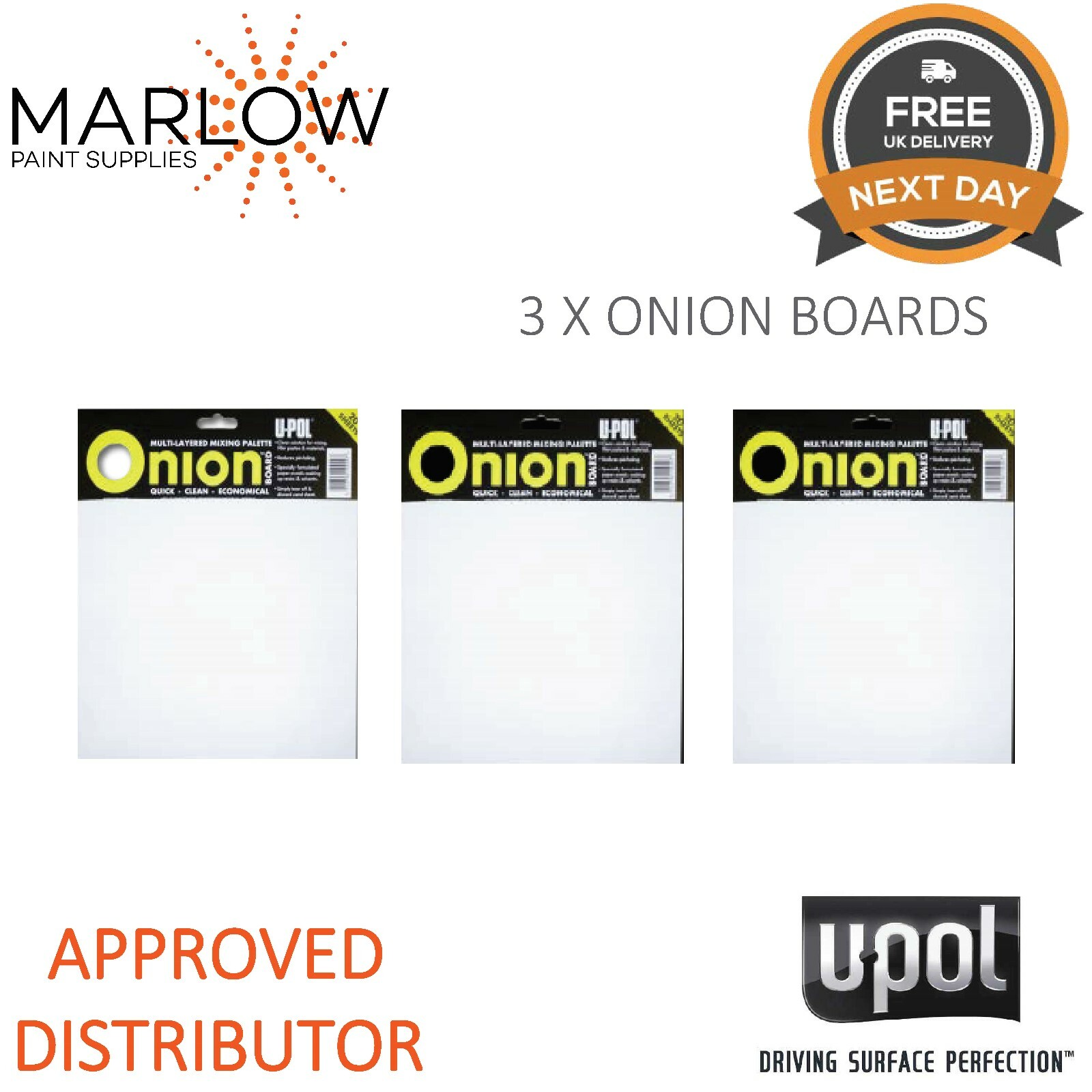 3 X UPOL ONION BOARD CAR BODY FILLER MIXING BOARD UPOL , 100 SHEETS eBay