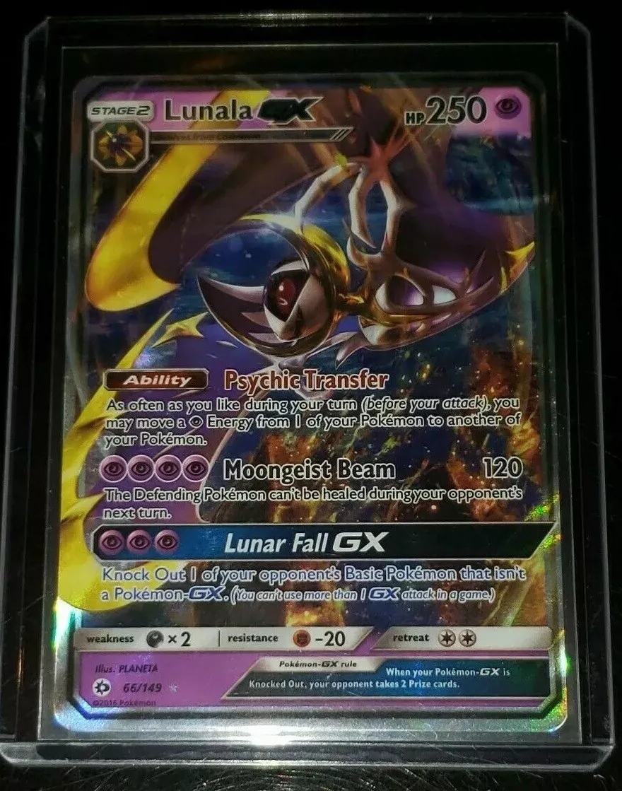 Pokemon Ultra Rare Full Art Lunala GX Card 66/149 Sun Moon NM/M