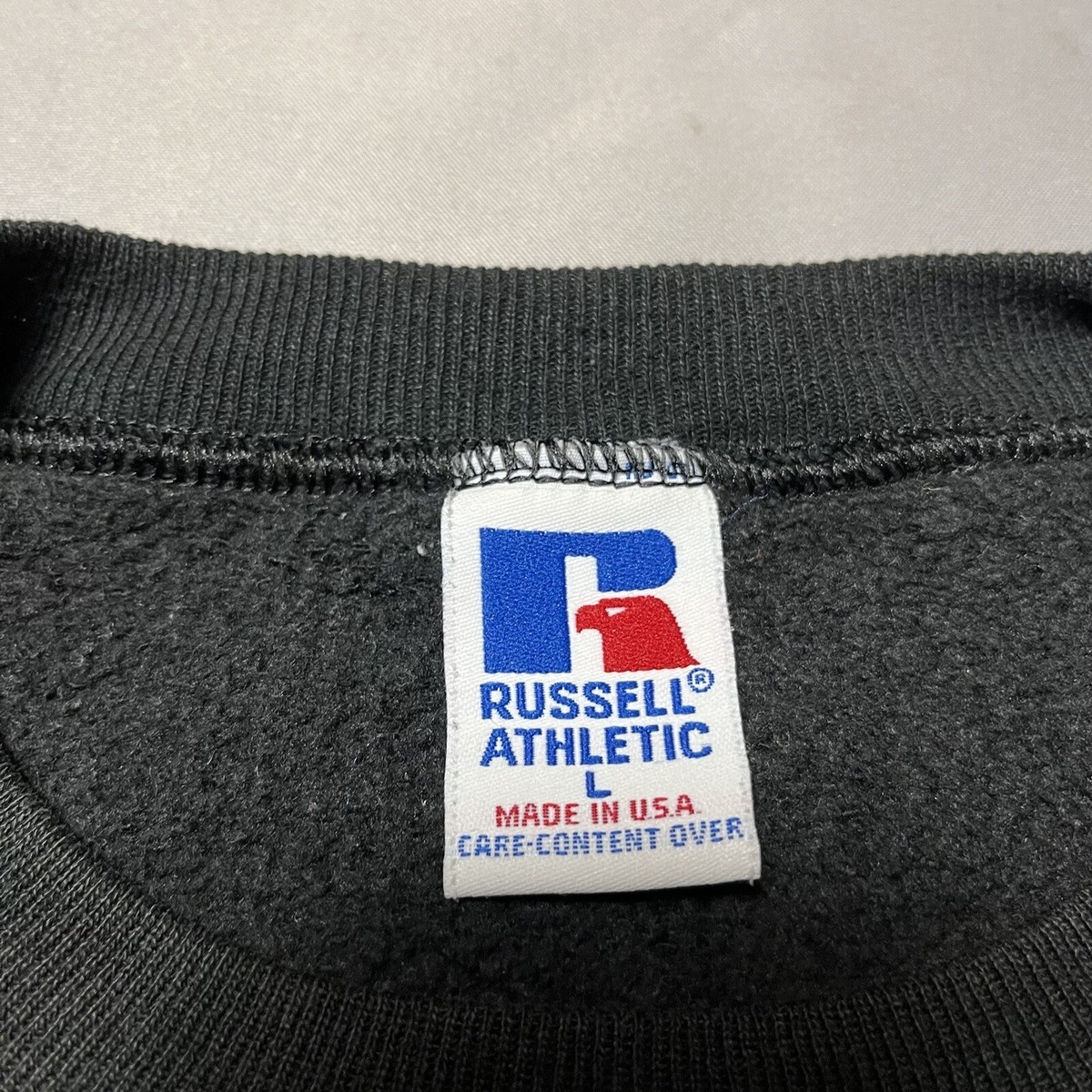 Vintage Russell Athletic Blank Crewneck Sweatshirt Black Size Made