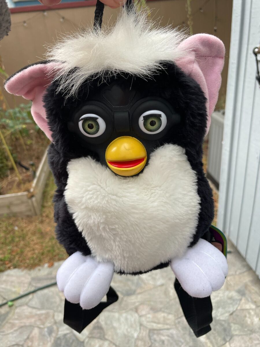 RARE HTF 90s Furby Backpack Vintage 1999 Black & White RARE HTF 90s Furby Backpack Vintage 1999 Black & White