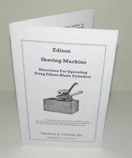 Edison Cylinder Blank Shaving Machine Instruction Manual Reproduction