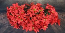 Poinsettia Silk Flower Bunch 9 Lot Christmas Red