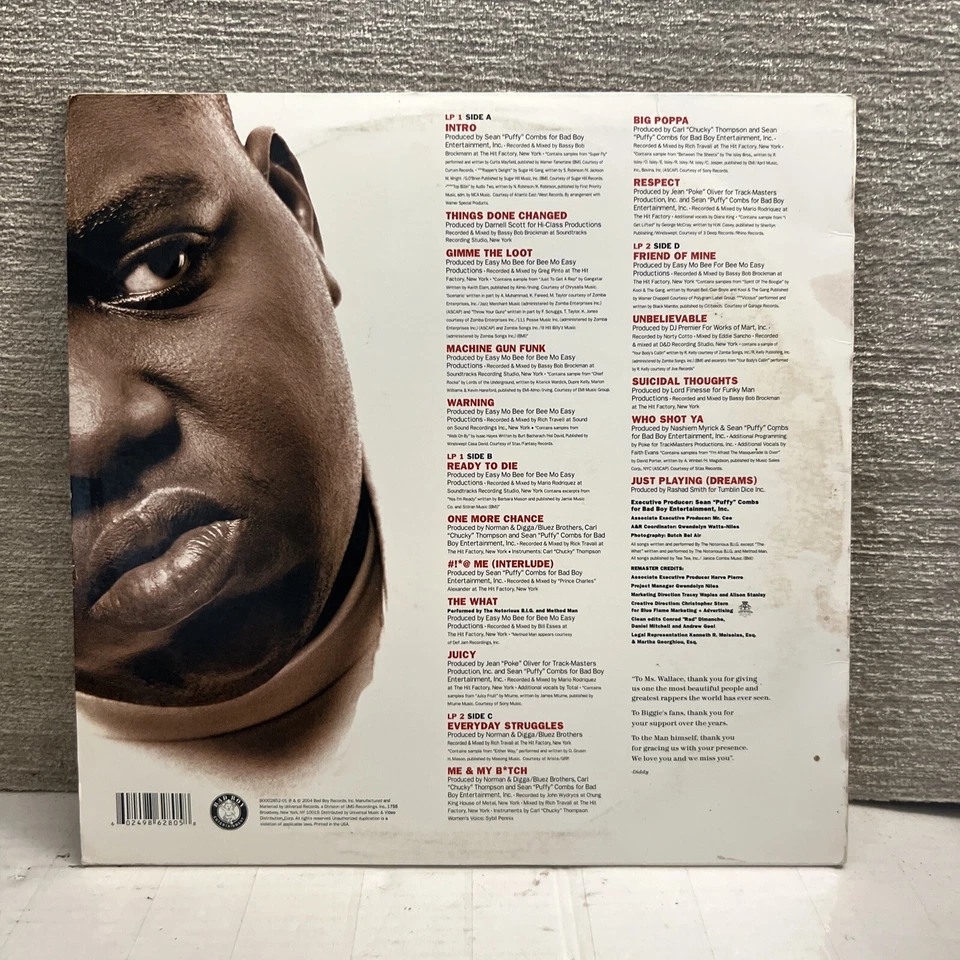 The Notorious B.I.G. Ready to Die The Remaster 2 LP Vinyl Record 2004 Bad Boy - Image 3 of 4
