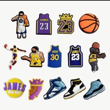 Lakers Lebron James Curry Basketball Croc Shoe Charms Set of 14